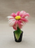 Dekorative handgefilzte Blume aus Filzwolle in rosa und weiß