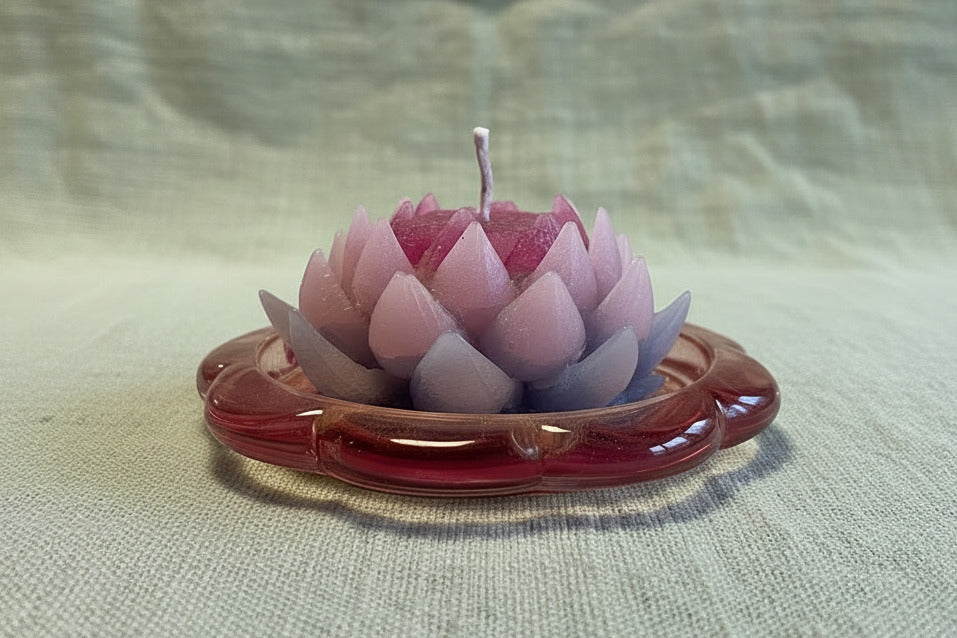 Lotusblumen Kerze aus Kerzenresten – Handgemachtes Upcycling Unikat