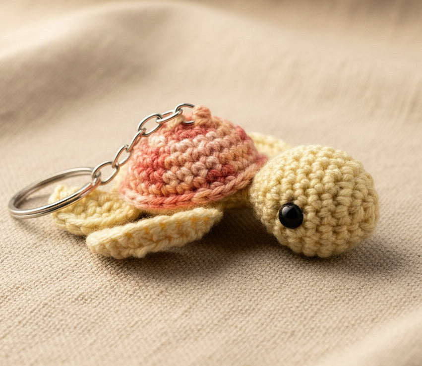Kleine gehäkelte Schildkröte – handgemachtes Amigurumi aus Baumwollgarn