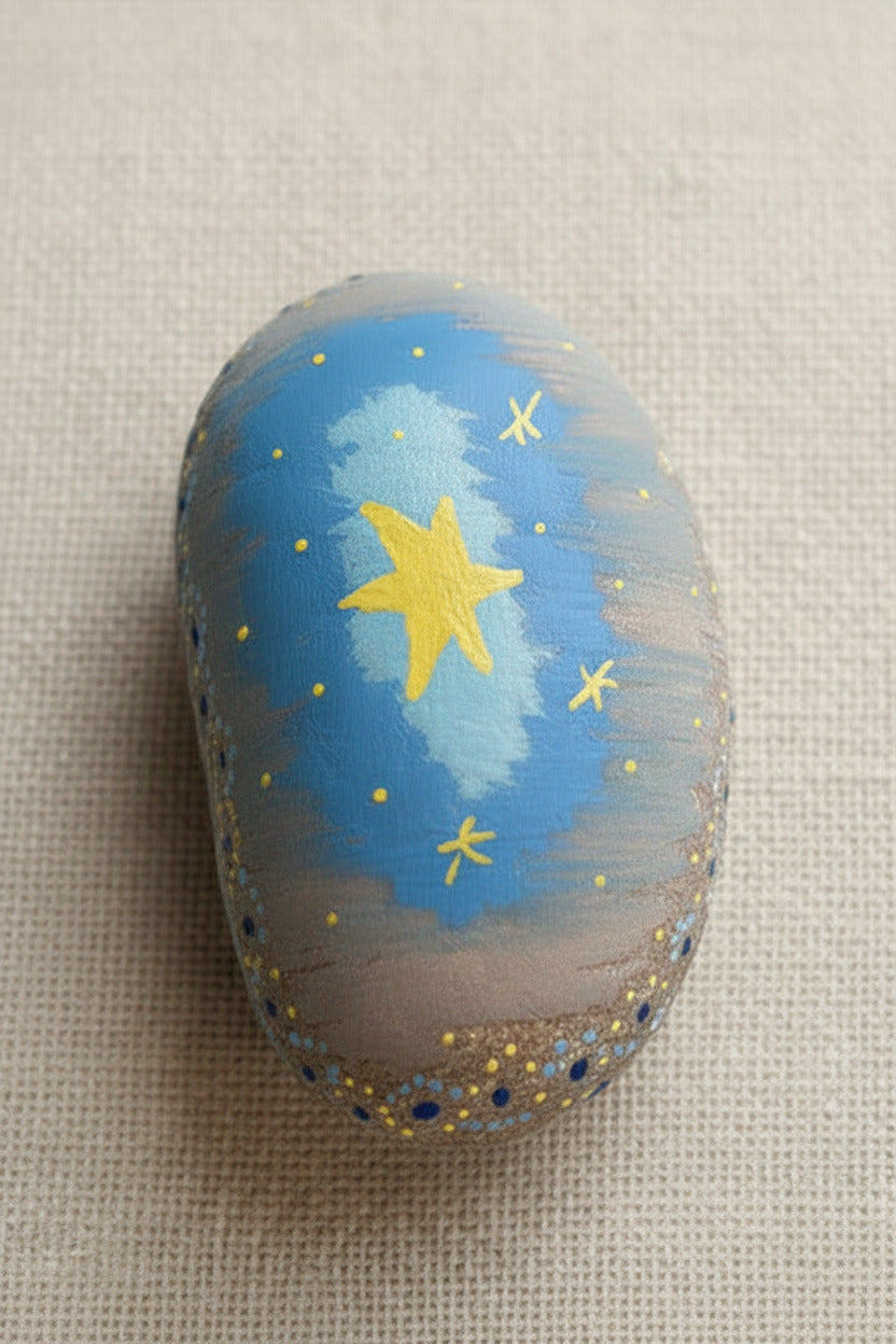 Handbemalter Stern-Stein Glücksbringer – handgemachtes Geschenk von Regenbogencreations
